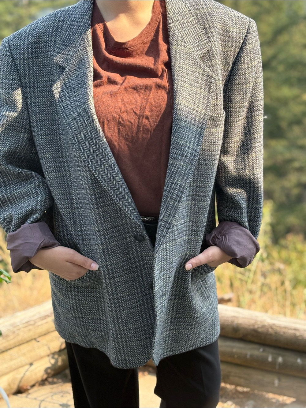 Men’s Plaid Wool Dress Coat